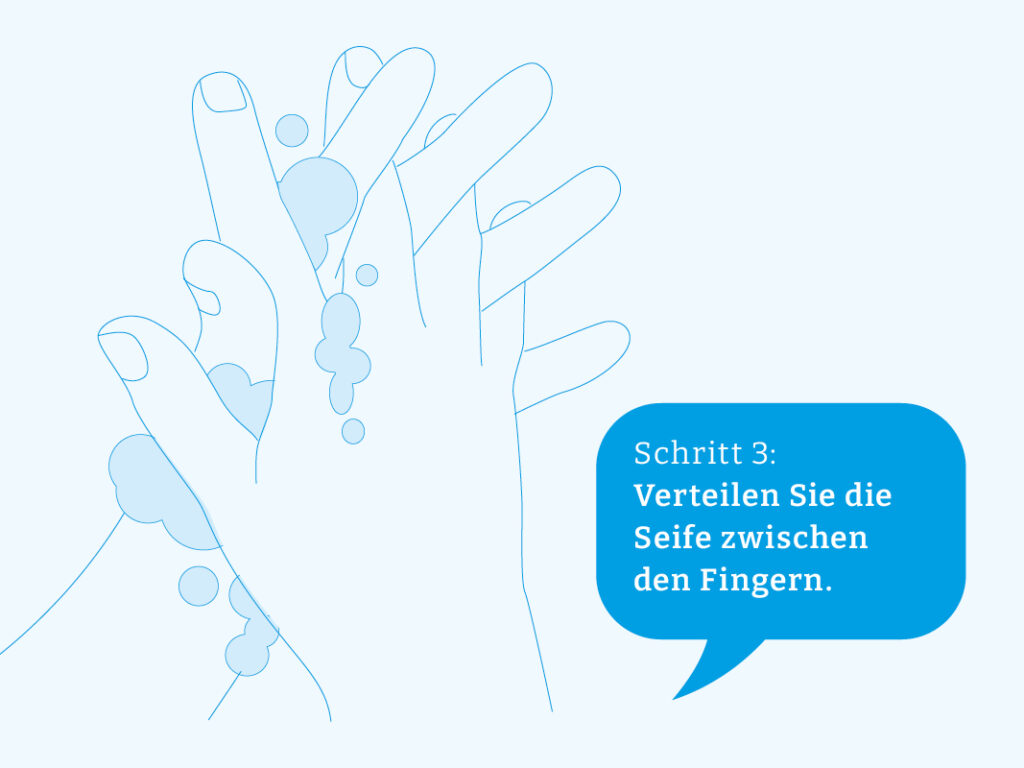 Schritt 3: Verteilen Sie die Seife zwischen den Fingern.