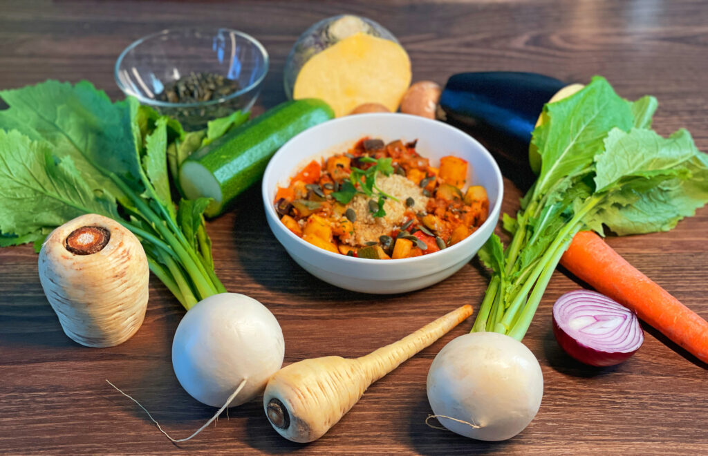 Angerichtetes Après-Ski Ratatouille mit Quinoa